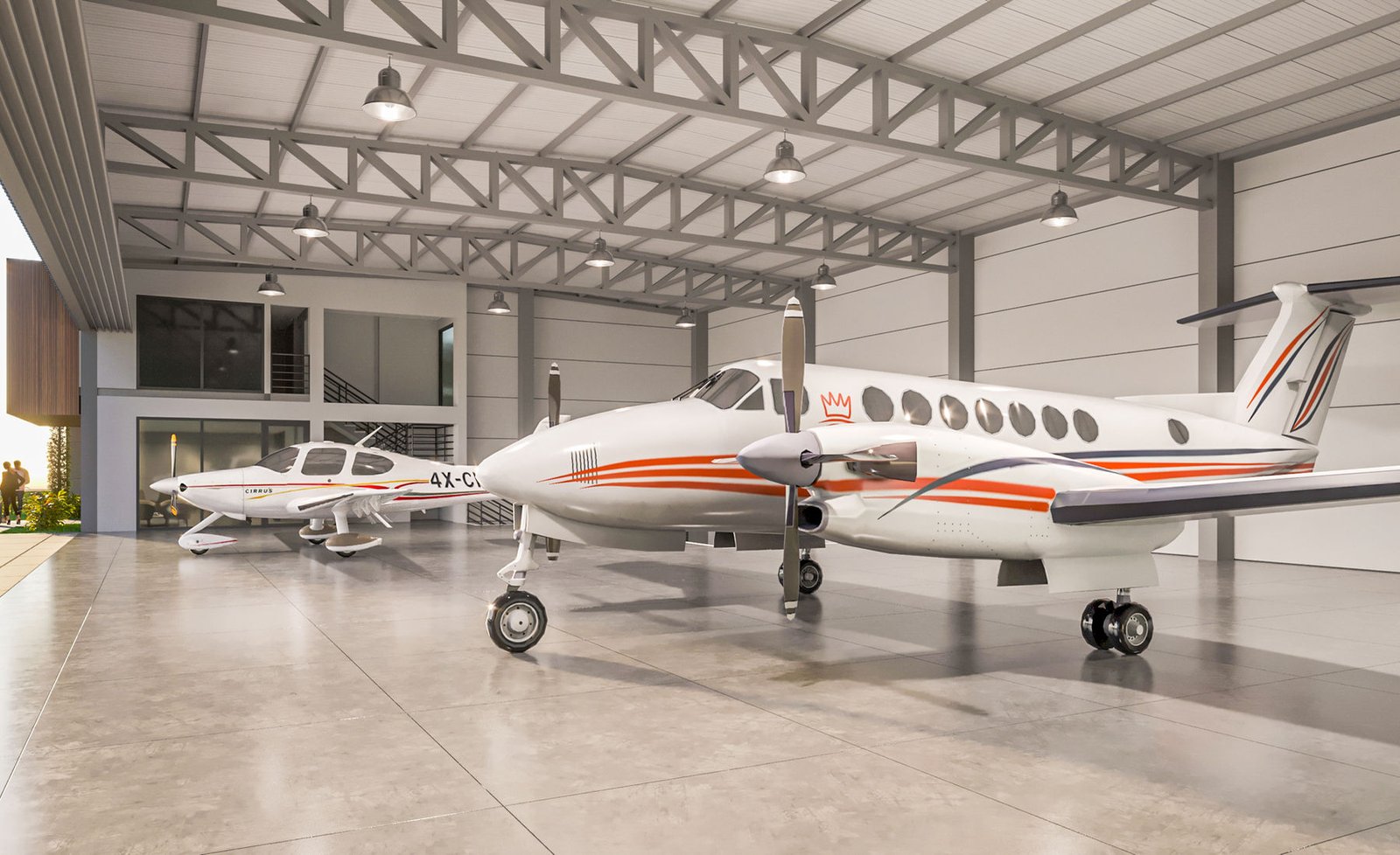 Jato executivo em hangar